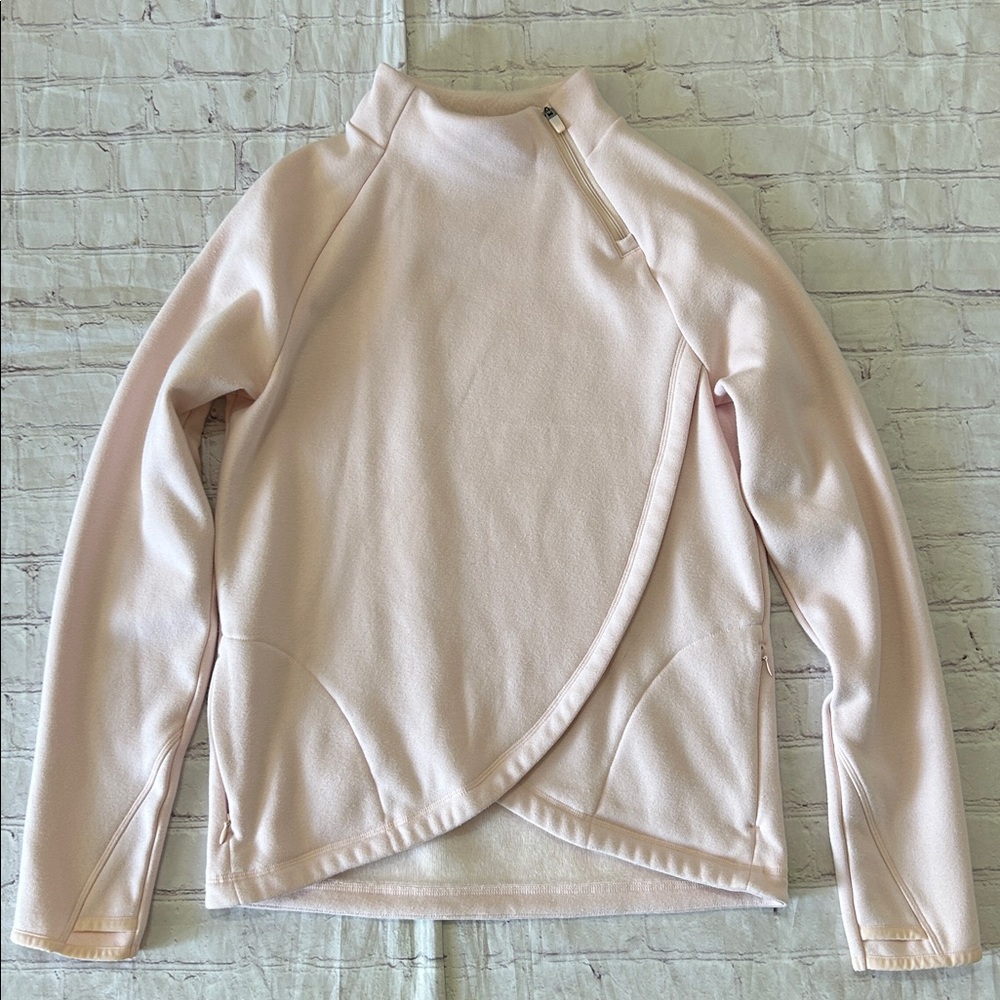 Athleta Girl Light Pink Cozy Karma Wrap Fleece Sweater XXL / 16 Soft Pockets - Picture 2 of 8